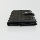 FENDI Zucca Canvas Long Wallet Black Brown Auth am11263A-3