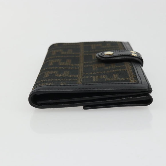 FENDI Zucca Canvas Long Wallet Black Brown Auth am11263A