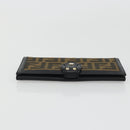 FENDI Zucca Canvas Long Wallet Black Brown Auth am11263A-5