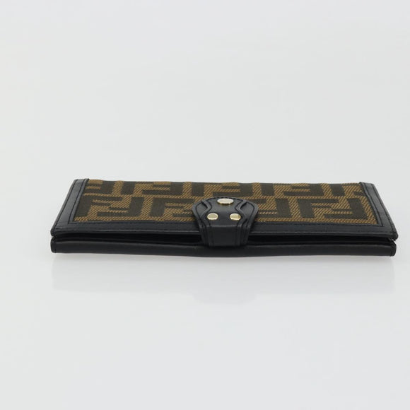 FENDI Zucca Canvas Long Wallet Black Brown Auth am11263A