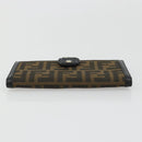 FENDI Zucca Canvas Long Wallet Black Brown Auth am11263A-6