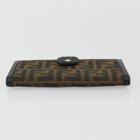FENDI Zucca Canvas Long Wallet Black Brown Auth am11263A
