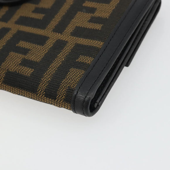 FENDI Zucca Canvas Long Wallet Black Brown Auth am11263A