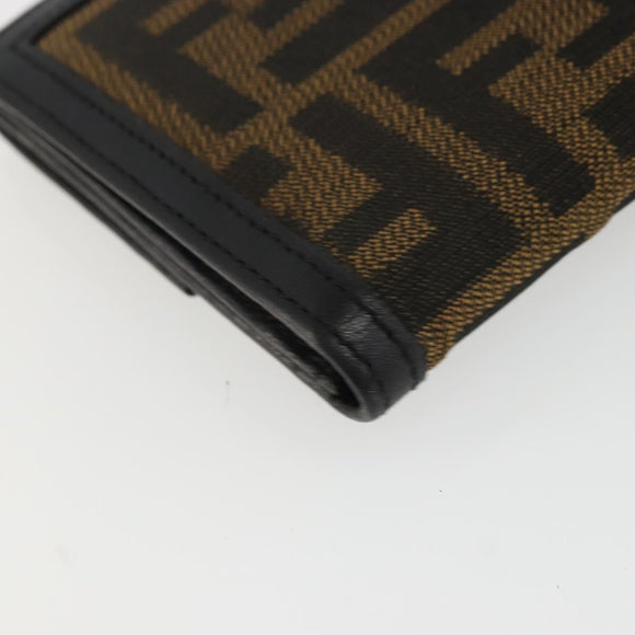 FENDI Zucca Canvas Long Wallet Black Brown Auth am11263A