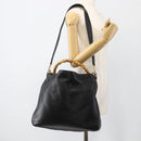 GUCCI Bamboo Shoulder Bag Leather 2way Black Gold 001 2123 1577 Auth am11264-23
