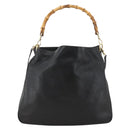 GUCCI Bamboo Shoulder Bag Leather 2way Black Gold 001 2123 1577 Auth am11264-13