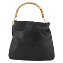 GUCCI Bamboo Shoulder Bag Leather 2way Black Gold 001 2123 1577 Auth am11264-2