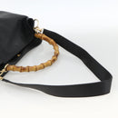 GUCCI Bamboo Shoulder Bag Leather 2way Black Gold 001 2123 1577 Auth am11264-9