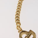 Christian Dior CD Rhinestone Chain Bracelet metal Gold Auth am11265V-11