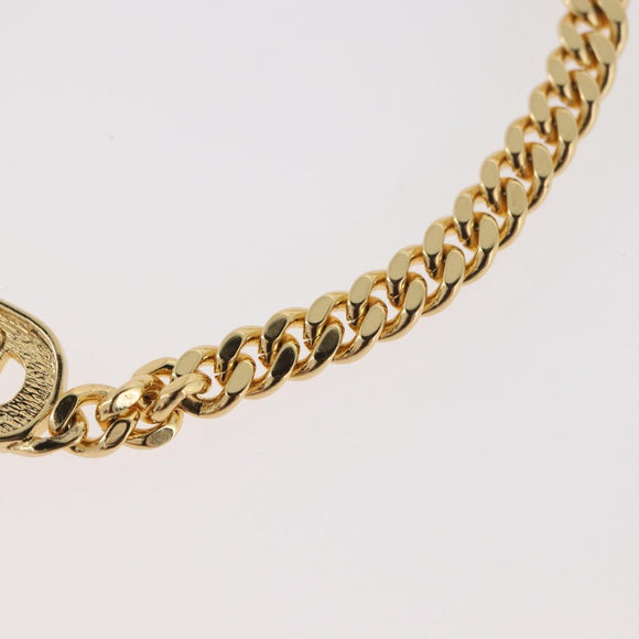 Christian Dior CD Rhinestone Chain Bracelet metal Gold Auth am11265V
