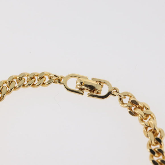 Christian Dior CD Rhinestone Chain Bracelet metal Gold Auth am11265V
