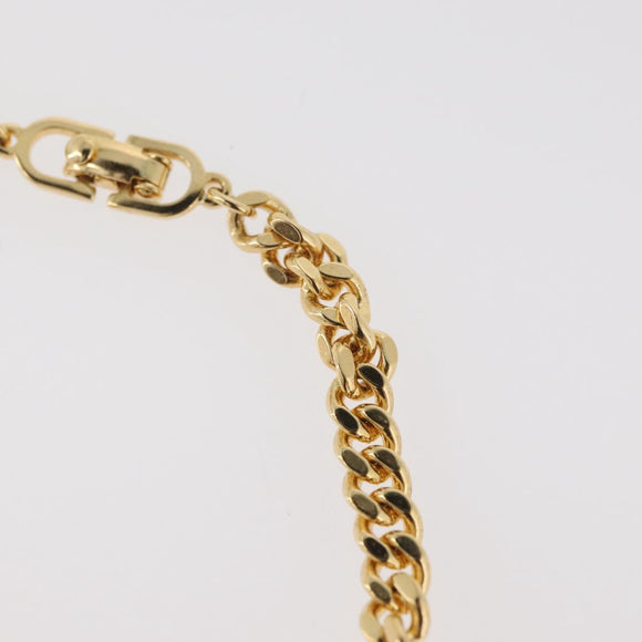Christian Dior CD Rhinestone Chain Bracelet metal Gold Auth am11265V