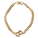 Christian Dior CD Rhinestone Chain Bracelet metal Gold Auth am11265V-9