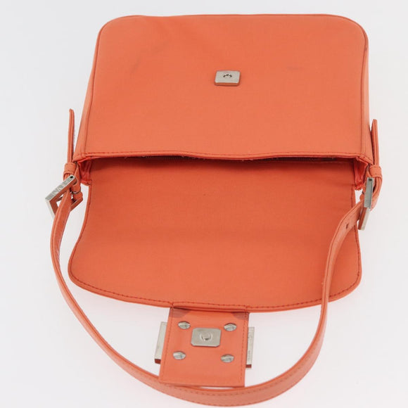 FENDI Mamma Baguette Shoulder Bag Jersey Orange Gold Auth am11272A