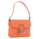 FENDI Mamma Baguette Shoulder Bag Jersey Orange Gold Auth am11272A-1