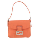 FENDI Mamma Baguette Shoulder Bag Jersey Orange Gold Auth am11272A-13