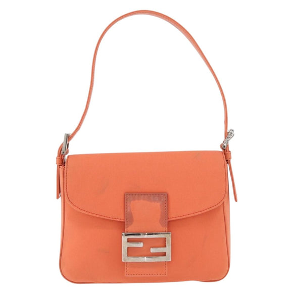 FENDI Mamma Baguette Shoulder Bag Jersey Orange Gold Auth am11272A