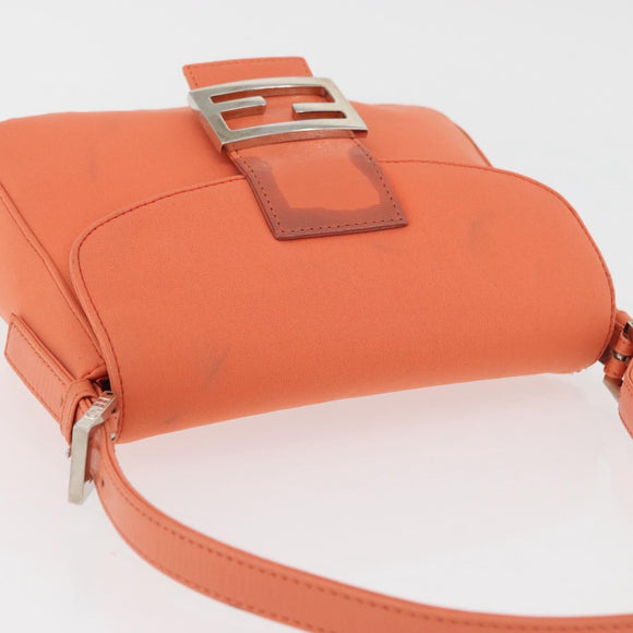 FENDI Mamma Baguette Shoulder Bag Jersey Orange Gold Auth am11272A
