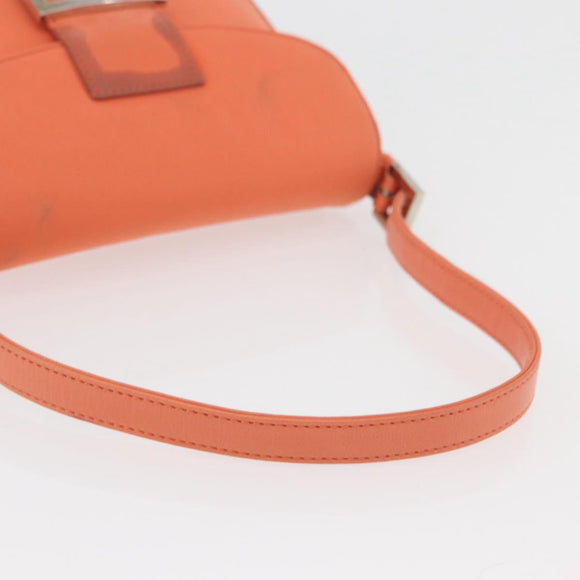 FENDI Mamma Baguette Shoulder Bag Jersey Orange Gold Auth am11272A