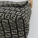 FENDI Zucchino Canvas Mamma Baguette Shoulder Bag Black Gold Auth am11274SAV-14