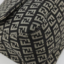 FENDI Zucchino Canvas Mamma Baguette Shoulder Bag Black Gold Auth am11274SAV-15