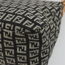 FENDI Zucchino Canvas Mamma Baguette Shoulder Bag Black Gold Auth am11274SAV-16