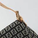 FENDI Zucchino Canvas Mamma Baguette Shoulder Bag Black Gold Auth am11274SAV-9