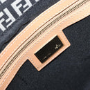FENDI Zucchino Canvas Mamma Baguette Shoulder Bag Black Gold Auth am11274SAV-20