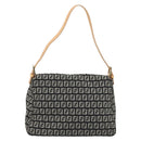 FENDI Zucchino Canvas Mamma Baguette Shoulder Bag Black Gold Auth am11274SAV-2