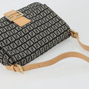 FENDI Zucchino Canvas Mamma Baguette Shoulder Bag Black Gold Auth am11274SAV-6
