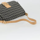 FENDI Zucchino Canvas Mamma Baguette Shoulder Bag Black Gold Auth am11274SAV-7
