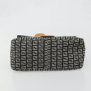 FENDI Zucchino Canvas Mamma Baguette Shoulder Bag Black Gold Auth am11274SAV-5