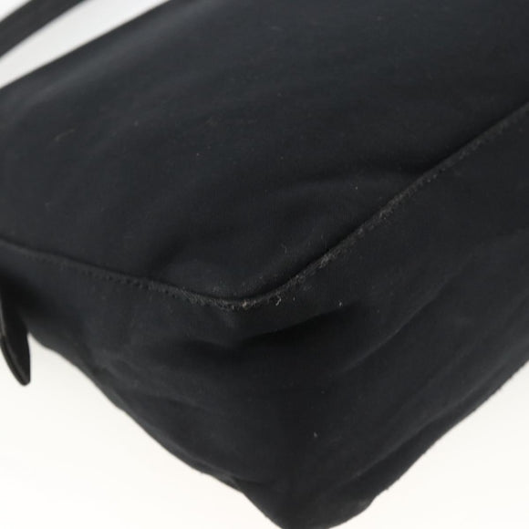 FENDI Mamma Baguette Shoulder Bag Jersey Black Silver Auth am11275A