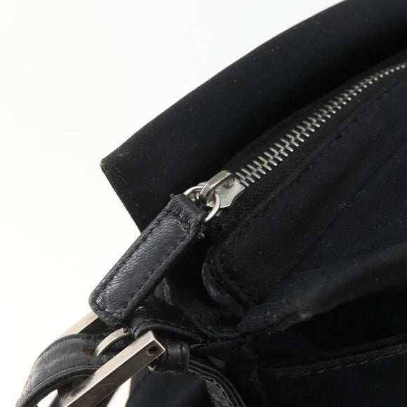 FENDI Mamma Baguette Shoulder Bag Jersey Black Silver Auth am11275A