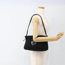 FENDI Mamma Baguette Shoulder Bag Jersey Black Silver Auth am11275A-24