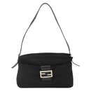 FENDI Mamma Baguette Shoulder Bag Jersey Black Silver Auth am11275A-13
