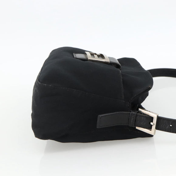 FENDI Mamma Baguette Shoulder Bag Jersey Black Silver Auth am11275A