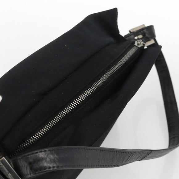 FENDI Mamma Baguette Shoulder Bag Jersey Black Silver Auth am11275A