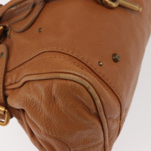 Chloe Paddington Hand Bag Leather Brown Silver gold Auth am11277A
