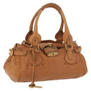 Chloe Paddington Hand Bag Leather Brown Silver gold Auth am11277A-1