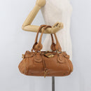 Chloe Paddington Hand Bag Leather Brown Silver gold Auth am11277A-26