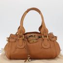 Chloe Paddington Hand Bag Leather Brown Silver gold Auth am11277A-12