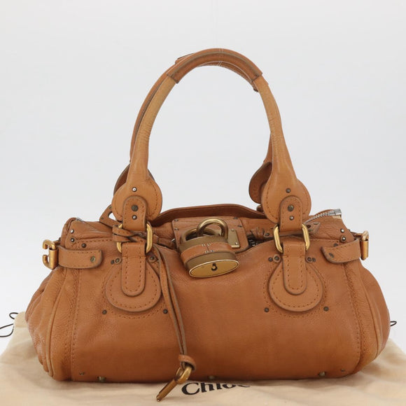 Chloe Paddington Hand Bag Leather Brown Silver gold Auth am11277A