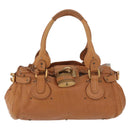 Chloe Paddington Hand Bag Leather Brown Silver gold Auth am11277A-13