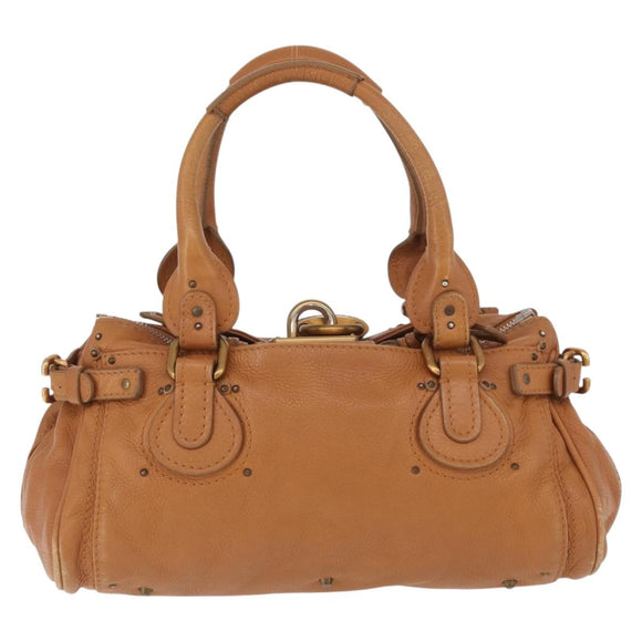 Chloe Paddington Hand Bag Leather Brown Silver gold Auth am11277A