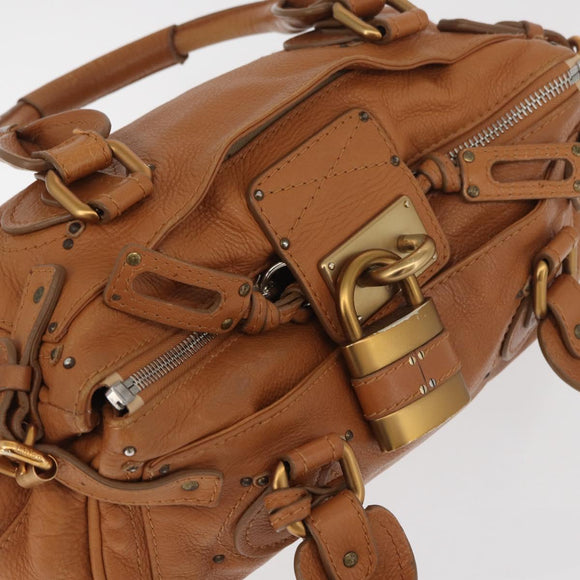 Chloe Paddington Hand Bag Leather Brown Silver gold Auth am11277A