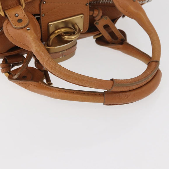 Chloe Paddington Hand Bag Leather Brown Silver gold Auth am11277A