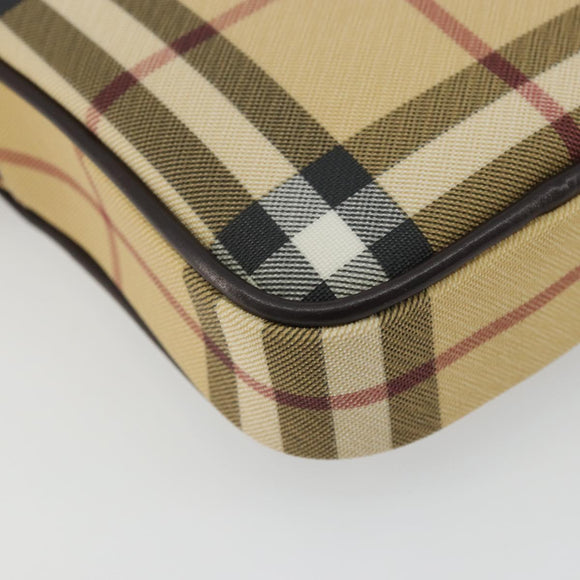 BURBERRY Nova Check Shoulder Bag PVC Leather Beige Auth am11280A