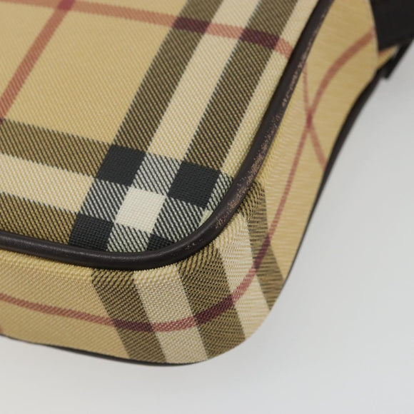 BURBERRY Nova Check Shoulder Bag PVC Leather Beige Auth am11280A