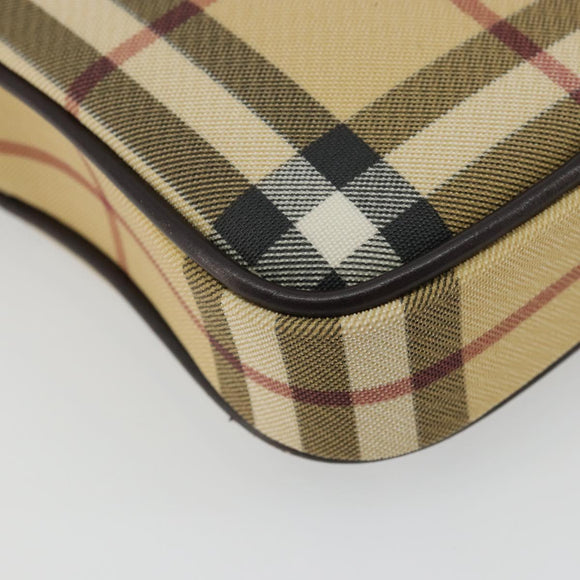 BURBERRY Nova Check Shoulder Bag PVC Leather Beige Auth am11280A